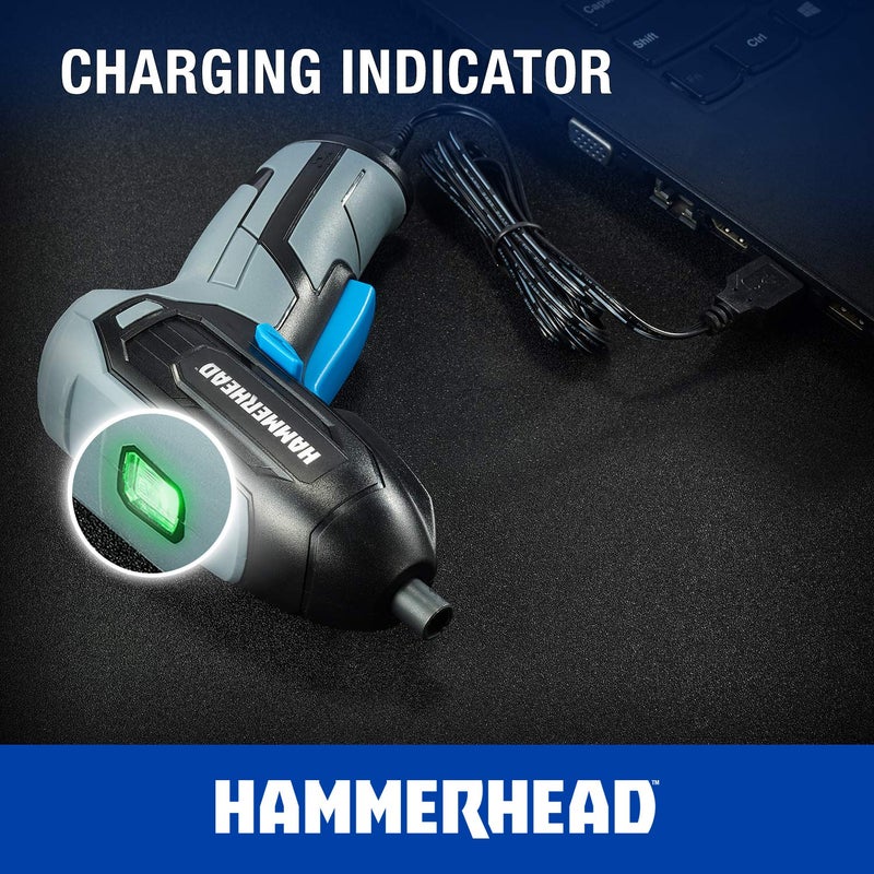 Hammerhead Rechargeable 4V Cordless Screwdriver with 9pcs Bit â€“ HCSD040 - Image 5